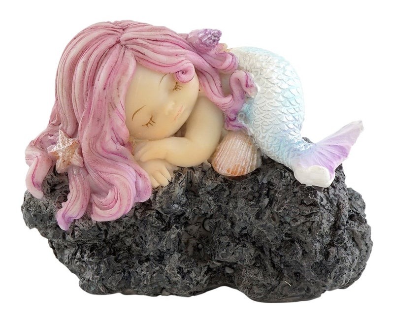 Top Collection Miniature Fairy Garden and Terrarium Sleeping Little Mermaid on Rock Statue - Image 1